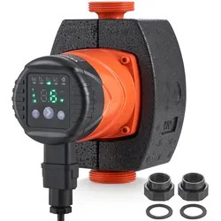 Vevor Warmwasser-umwälzpumpe, Energieeffizient, Hocheffiziente Heizungspumpe, Ecm-permanentmagnetmotor, 220V, 60W, 67L/min Max. Durchflussrate, 8M Max. Förderhöhe, 1-1/2 Zoll Gewindeanschluss, 5 Intelligente Steuerungsmodi, Geräuscharm