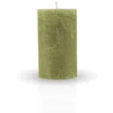 HS Candle Rustikale Stumpenkerze 12 cm grün