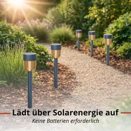 Grundig Solarleuchte Edelstahl 34,5 cm 4er Set Schwarz