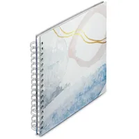 Hama Fotoalbum 28x24 cm (Ringbuch Album mit 50 weißen Seiten, Fotoalbum zum Selbstgestalten u. zum Einkleben, Cover aus Wasserfarben-Print u. Strukturpapier, personalisierbares Album) blau