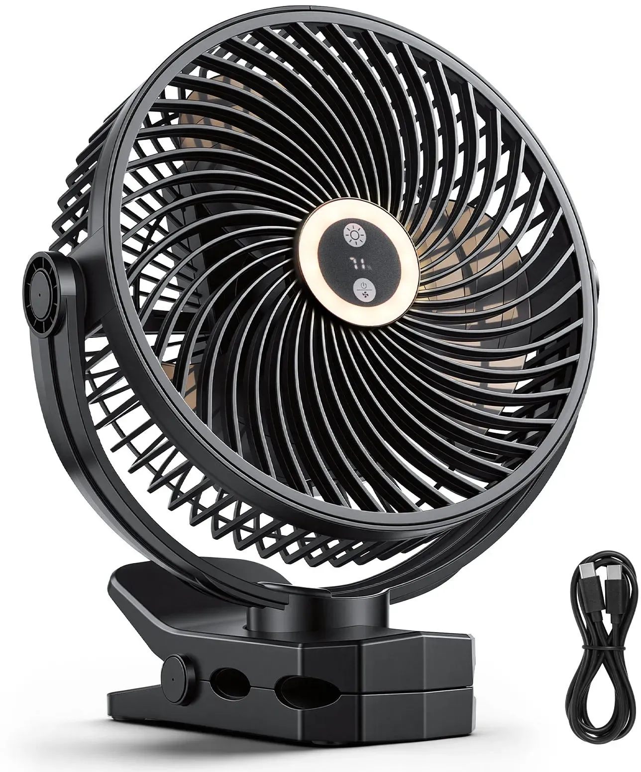 VEVOR Mini Ventilator mit Clip, Tischventilator mit LED, USB-Anschluss, 3 Geschwindigkeitsstufen & Zirkulationsmodus, Umluftventilator für Schreibtisch, Golfwagen, Outdoor-Camping, Laufband, Büro