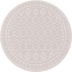 Teppich PACO HOME "Livorno 671", beige (creme), H:14mm Ø:200cm, Polypropylen, Teppiche, Uni-Farben, Scandi, Rauten Muster, Hoch-Tief Effekt, Outdoor geeignet