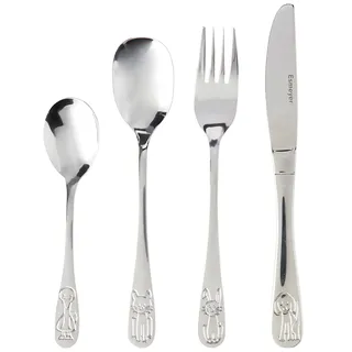 Esmeyer 4 tlg. Kinderbesteck Modell Bambino aus Edelstahl 18/0, poliert. Im weißen Karton., Silber, 20 x 17.5 x 2.5 cm