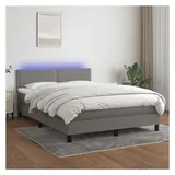 vidaXL Boxspringbett mit Matratze & LED Dunkelgrau 140x200 cm Stoff