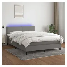 vidaXL Boxspringbett mit Matratze & LED Dunkelgrau 140x200 cm Stoff