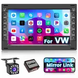 Hikity Android 13 Autoradio Für VW T5 Golf 4 Bora Polo MK5 Passat B5 Jetta Peugeot 307 mit Mirror Link, 7 Zoll Auto Stereo Radio mit Navi Bluetooth WiFi GPS EQ FM RDS SWC Rückfahrkamera