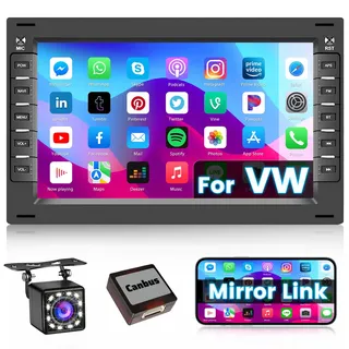 Hikity Android 13 Autoradio Für VW T5 Golf 4 Bora Polo MK5 Passat B5 Jetta Peugeot 307 mit Mirror Link, 7 Zoll Auto Stereo Radio mit Navi Bluetooth WiFi GPS EQ FM RDS SWC Rückfahrkamera