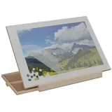 Relaxdays Neigbares Puzzlebrett bis 1000 Teile Grau,Hellbraun