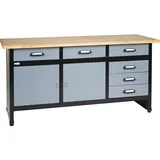 Werkbank Küpper Hammerschlag-Silber 1700 mm 6 Schubladen, 2 Türen