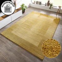 THEKO Wollteppich THEKO "Gabbeh Super, Handweb, auch als Läufer erhältlich, reine Wolle" Gr. 1, gelb, B:60cm H:9mm L:90cm, Wolle, Teppiche, Schlafzimmer, Wohnzimmer, Esszimmer, auch als Bettumrandung