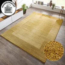 THEKO Wollteppich THEKO "Gabbeh Super, Handweb, auch als Läufer erhältlich, reine Wolle" Gr. 1, gelb, B:60cm H:9mm L:90cm, Wolle, Teppiche, Schlafzimmer, Wohnzimmer, Esszimmer, auch als Bettumrandung