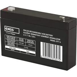 EMOS Wartungsfreier Bleiakku 6V, 7 Ah, Faston 4,7 mm, Bleiakkumulator für Alarmsysteme, Brandmeldetechnik, USV-Geräte, B9659