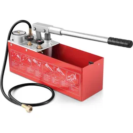 Vevor Abdrückpumpe, max. 25 Bar, manuelles hydraulisches Wasserdruckprüfer-Set mit Doppelventil und Manometer, 10-L-Wassertank, 1,4-m-Schlauch mit 1/2-zoll-außengewindeanschluss für Rohrleitungen