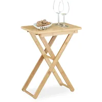 Relaxdays Beistelltisch klappbar, Bambus Holz, Klapptisch klein, rechteckig, HBT: