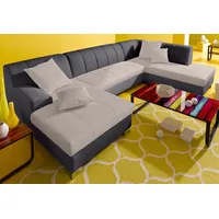 DOMO collection Wohnlandschaft »Turah moderne Steppung, incl. Zierkissen, auch in Leder,« wahlweise mit Bettfunktion, B/T/H: 297/82/75 cm, U-Form