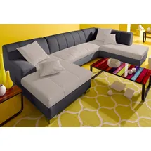 DOMO collection Wohnlandschaft »Turah moderne Steppung, incl. Zierkissen, auch in Leder, wahlweise mit Bettfunktion, B/T/H: 297/82/75 cm, U-Form