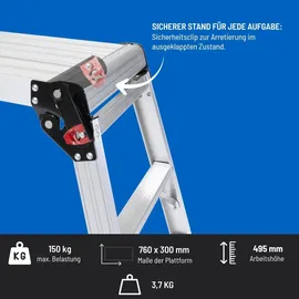 Güde Arbeitspodest Aluminium 760 x 300 mm schwarz