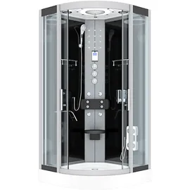 AcquaVapore Komplettdusche mit Schiebetür 100 x 215 cm Schwarz Sicherheitsglas D58-23T1