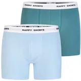 Happy Shorts Boxershorts Hellblau / Grün XL 2er Pack