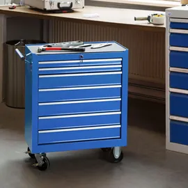 Tectake Werkzeugwagen Stahl 69 x 33 x 79 cm blau unbestückt