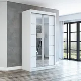 mebloland Schwebetürenschrank, ERA Kleiderschrank 2-türig mit Spiegel, Garderobe 120 cm (Weiß/Weiß/Weiß)