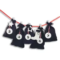 Frau WUNDERVoll® DIY Adventskalender zum Befüllen Schneeflöckchen Stoffbeutel schwarz,