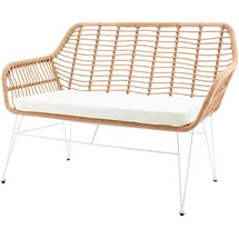 SalesFever Sitzbank Rattanoptik Natur Weiß 396698