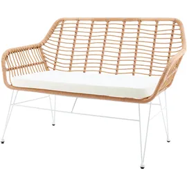 SalesFever Sitzbank Rattanoptik Natur Weiß 396698