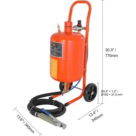Vevor Mobiles Sandstrahlgerät 18,92 L Sandstrahlanlage 243,84 cm ArbeitsschlauchSandstrahler 60–110 PSI Arbeitsdruck ideal zum Entfernen von Rost, Farbe, Flecken und das Polieren großer Flächen