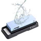 Wakoli Messer Schleifstein 1000er und 6000er Körnung (beidseitig) I Messerschärfer Set - Wetzstein zum Schärfen von Damast und Stahl Messern I Abziehs