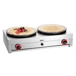 Bartscher Crêpe-Backgerät 2CP400G, Crêpe-Backgerät mit 2 getrennt regelbaren Crêpeplatten, 1 Stück