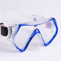 Erwachsene Taucherbrille Tauchmaske 180° Panorama, Anti-Fog und Anti-Leck Schnorchelbrille Schwimmbrille Wasserdicht Tempered Glas Maske Verstellbares Silikonband für Schnorcheln Schwimmen (Blau)
