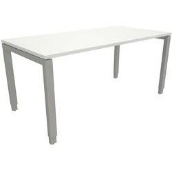 fm Büromöbel Manuell höhenverstellbarer Schreibtisch »Sidney« 160 cm 4-Fuß Rechteckrohr weiß, 160x85x80 cm