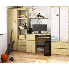 Akord Piksel Links In Der Farbe: Eiche Artisan, Holzwerkstoff, Nachbildung, Holz Optik, 3 Fächer, 1 Schubladen, Rechteckig,Rechteckig, 90x77x50 cm, Arbeitszimmer, Schreibtische, Computertische