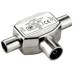 goobay 2 Geräte Verteiler (TV),2x Koax-Stecker/Koax- Kupplung Metallgehäuse