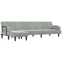 vidaXL Schlafsofa in L-Form Hellgrau 260x140x70 cm Samt