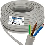 EBROM NYM-J 3x1,5 mm2 - Mantelleitung - Installationsleitung - Feuchtraumleitung - grau - große Auswahl in vielen Längen in 5 Meter Schritten bis 250 Meter am Stück - Ihre Länge: 3x1,5 mm2, 60 Meter