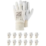 RS Soft TEC 8 Montage-Handschuhe verstärktes Ziegenleder/Größe 8, 12 Paar/Weiß/Montagehandschuhe/Arbeitshandschuhe Leder Herren Damen robuste Lederhandschuhe Schutzhandschuhe
