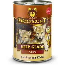 WOLFSBLUT Puppy 395g Hundenassfutter 6 x 395 Gramm Deep Glade Rothirsch mit Kürbis