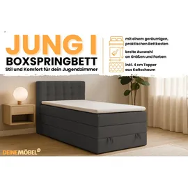 Deine Möbel 24 Boxspringbett 100 x 200 cm H3 Grau
