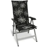 Beautissu Hochlehner Auflage 120 x 50 x 6 cm schwarz mit Blumen 1 St.