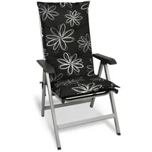 Beautissu Hochlehner Auflage 120 x 50 x 6 cm schwarz mit Blumen 1 St.