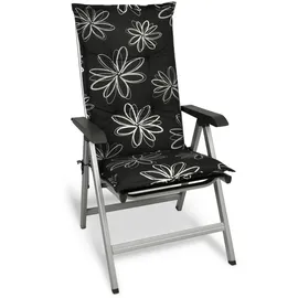 Beautissu Hochlehner Auflage 120 x 50 x 6 cm schwarz mit Blumen 1 St.