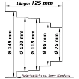 Europlast Reduzierstück Dunstabzugshaube Adapter 80 100 120 125 150 mm Rohr