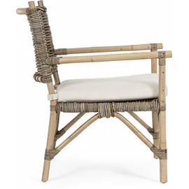 BIZZOTTO Gartensessel Tarifa aus Rattan mit Kissen, Boho Stil, natur, abziehbares Kissen, für draußen