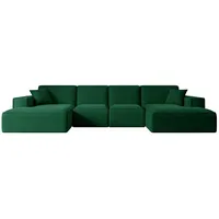 altdecor Wohnlandschaft, Grün, 6-Sitzer, U-Form, 344x73x165 cm, Wohnzimmer, Sofas & Couches, Wohnlandschaften, Wohnlandschaften in U-Form