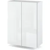 STIV Möbel | Badhängeschrank 60 cm Weiß Matt/Hochglanz 60x80x30 cm | 2 Türen & 3 Ablagen | Badschrank Wandmontage - Weiß