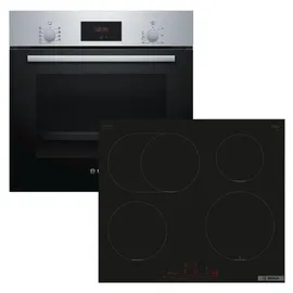 Bosch Herdset Backofen Teleskopauszug 3D-Heißluft + Induktionskochfeld Booster autark 60 cm