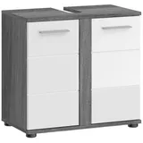 Newroom Waschbeckenunterschrank Rauchsilber 60 cm Waschbeckenunterschrank Rauchsilber Weiß Hochglanz Modern Badschra... silberfarben|weiß