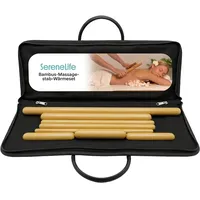 SereneLife Bamboo Massage Sticks Set – Elektrisches Bambus Wärmeset mit Heiztasche & Digitalem Temperaturregler, 8 Massage Stäbe für Rücken, Nacken, Schultern & Ganzkörpermassage Zuhause oder Studio